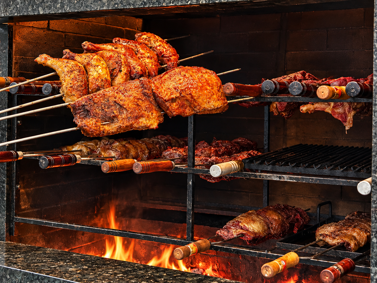 Carne na brasa no buffet do Celeiro do Sabor em Campo Grande